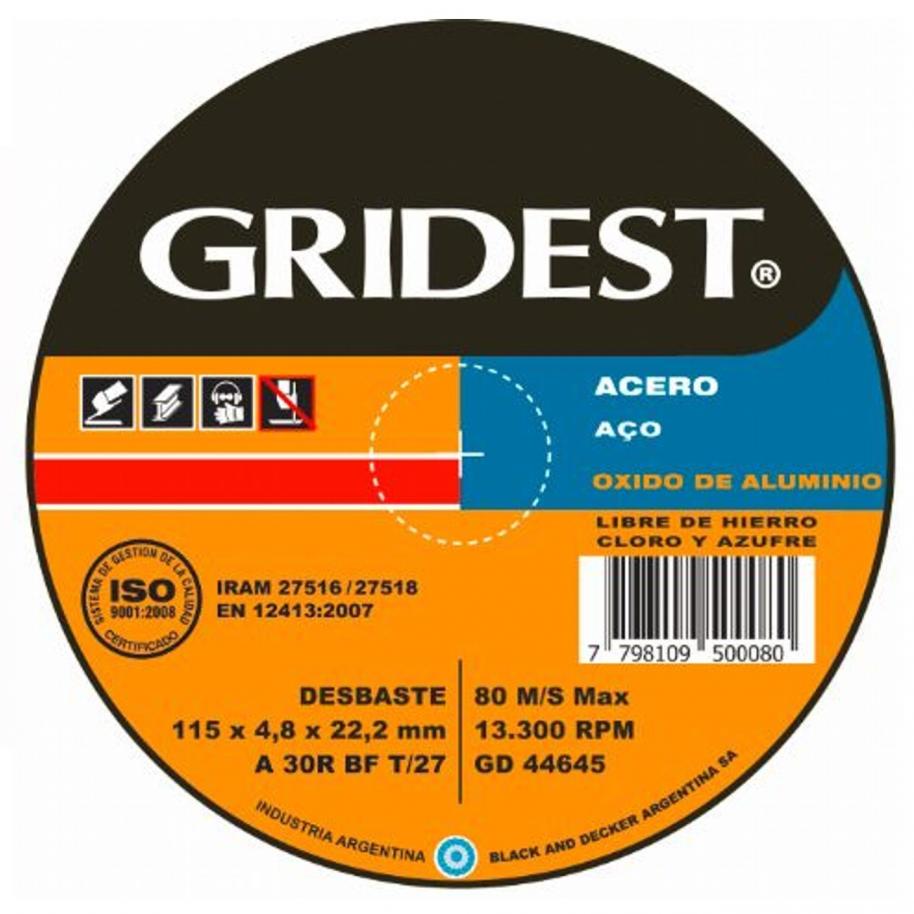 Disco de desbaste 115x4,8MM Gridest