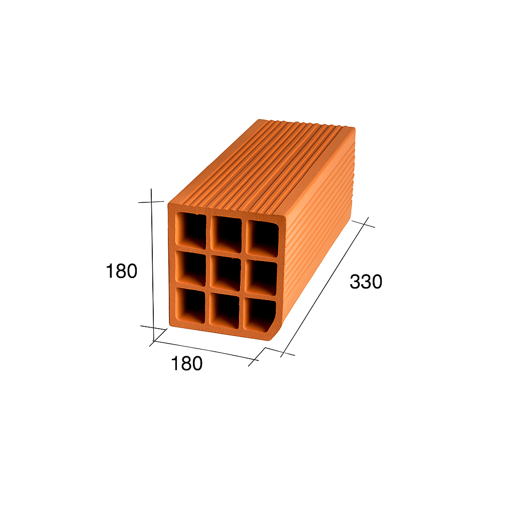 Ladrillo Hueco 18x18x33 (9 tubos)